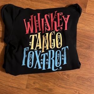 Threadless zip up hoodie black size small whiskey tango foxtrot